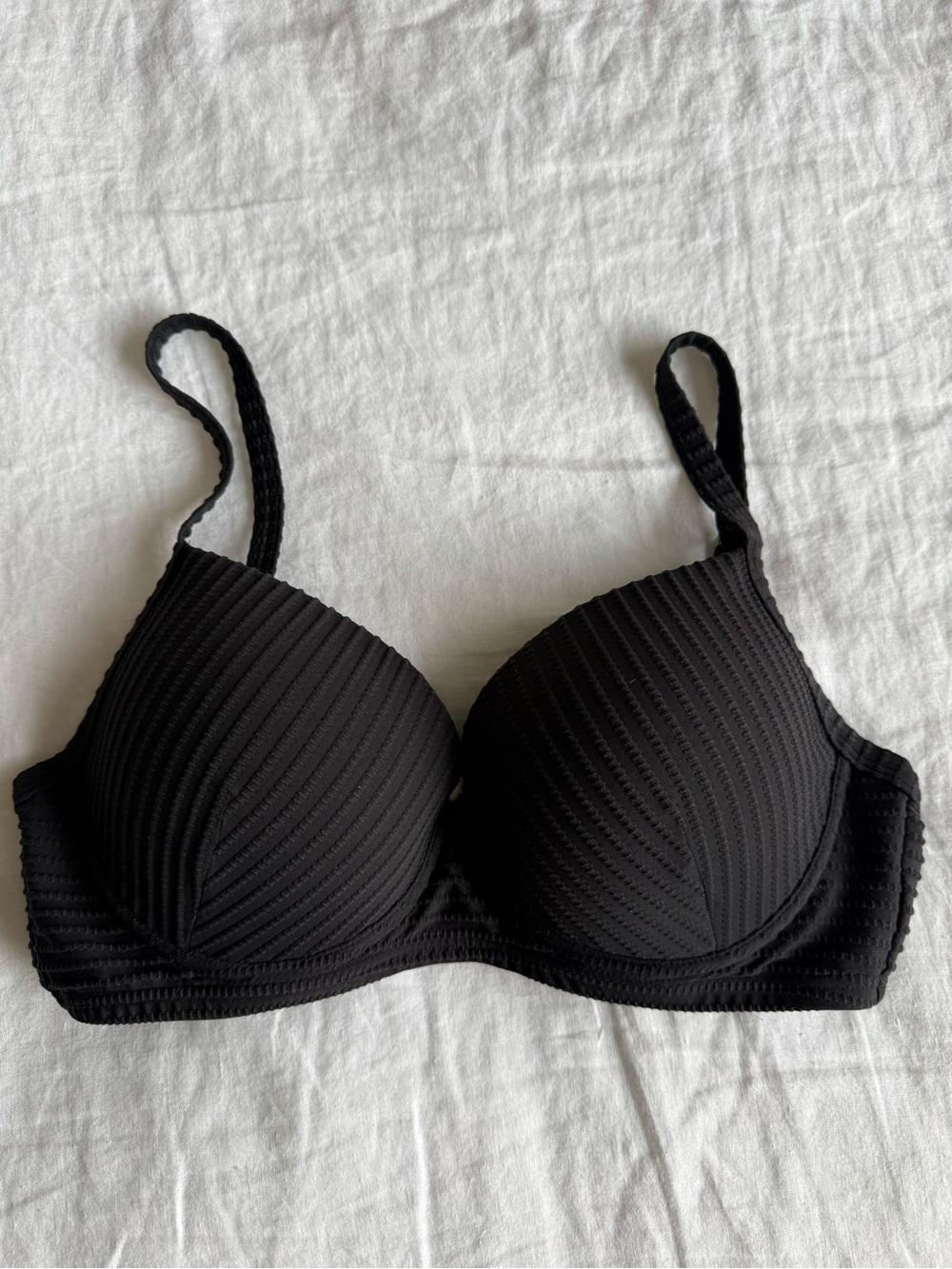 Black Textured Bikini Top - Classic Support